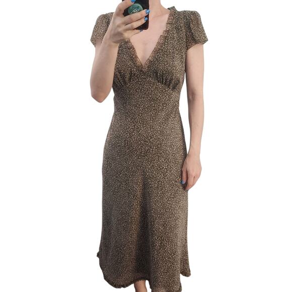 Wilfred Aritzia Camelot Cap-sSeeve Midi Dress S Green Floral Retro Cottagecore - Picture 1 of 8